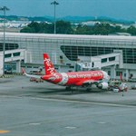 Airplane at a Kuala Lumpur airport terminal